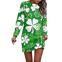Women's Spring A-Line Dresses Long Sleeve Casual Printed Pullover Hip Pack Dress Sweater Autumn, S-3XL