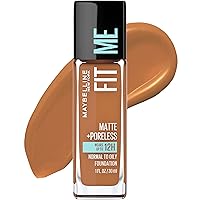 Fit Me Matte + Poreless Liquid Oil-Free Foundation Makeup, Warm Coconut, 1 Count (Packaging May Vary)