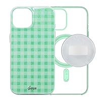 Sonix Case + Magnetic Silicone Loop Ring (Pearl Tort Glitter) for MagSafe iPhone 15 Plus, iPhone 14 Plus | Minty Gingham