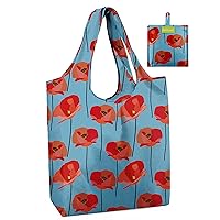 BeeGreen Poppy Reusable Grocery Bag Foldable 1 Pack, Flower Reusable Shopping Bag Extra Large 50LBS Heavy Duty, Machine Washable Reusable Bag for Grocery Nylon