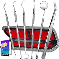 Dental Tools, Dental Pick Teeth Cleaning Tools, Dental Hygiene Kit, Plaque Remover for Teeth, Professional Stainless Steel Tooth Scraper Plaque Tartar Cleaner - with Case