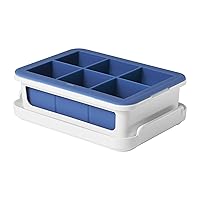 Good Grips Silicone Stackable Ice Cube Tray with Lid - Large Cube,Dark Blue