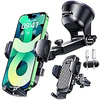 【80LBS Upgrade Strongest Suction & Military-Grade】 Car Phone Holder Mount 【2024 Ultimate All Patent & Safety Certs】 Dashboard Windshield Vent Truck Cradle for iPhone 15 Pro Max 14 13 Samsung Black