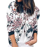 RMXEi Womens Ladies Retro Floral Zipper Up Jacket Casual Coat Outwear