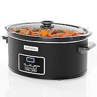 MAGNIFIQUE 6-Quart Casserole Slow Cooker with Timer and Digital Programmable - Small Kitchen Appliance for Family Dinners - Serves 6+ People - Heat Settings: Keep Warm, Low and High