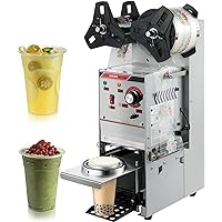 Electric Cup Sealing Machine 350W Semi-Automatic Commercial Cup Sealer 90/95mm Cup Diameter Boba Cup Sealing Machine 400-600 Cups/Hr Milk Tea Sealer with Control Panel-1pc