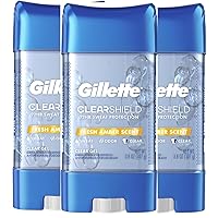 Gillette Clear Gel Antiperspirant and Dedorant for Men, Fresh Amber Scent, 3.8 oz (Pack of 3)