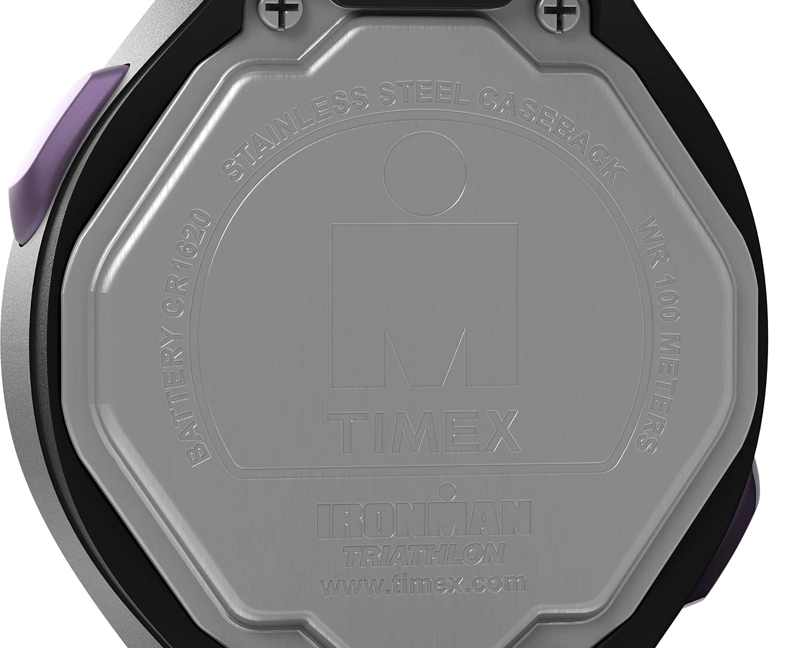 Timex Women's T5K187 Ironman Pulse Calculator Black/Purple Resin Strap Watch