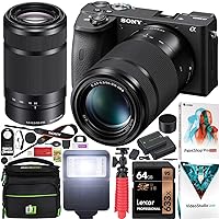 Sony a6600 Mirrorless Camera 4K APS-C ILCE-6600B with 55-210mm F4.5-6.3 OSS Lens Kit SEL55210 Bundle with Deco Gear Case + Extra Battery + Flash + Photo Video Software + 64GB Card and Accessories