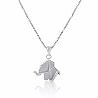 Sterling Silver Girls Origami Lucky Elephant Charm Necklace for Women
