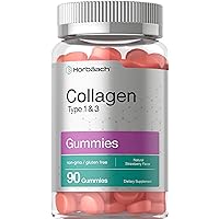Horbäach Collagen Gummies | 90 Count | Strawberry Flavored Gummy | Hydrolyzed Type 1 and 3 | Non-GMO, Gluten Free