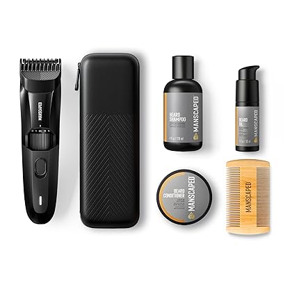MANSCAPED® The Beard Hedger™ Advanced Kit Includes Our Premium Precision Beard & Mustache Trimmer, Hydrating Shampoo, Softening Conditioner, Moisturizing Oil & Facial Hair Comb