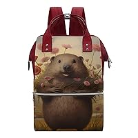 Hapy Groundhog Diaper Bag for Women Large Capacity Daypack Waterproof Mommy Bag Travel Laptop Backpack