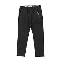 FEESHOW Boys Elastic Waist Casual Pants Trousers School Uniform Chino Pant Fitted with Pockets for Kids 4-12 Years