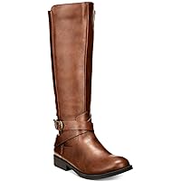 Style & Co. Women's Shoes Madixe Round Toe Knee High Riding, Cognac, Size 6.5