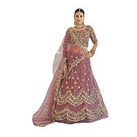 mauve Designer Indian net Cording & Sequin Bride's maid Lehenga CHoli Dupatta WOman Ghagra Dress 1805, Multicolor, 28 to 44 inches bust size