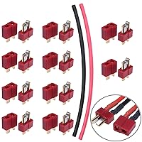 Hobbypark 10 Pairs T-Plug Connectors Male & Female Deans Style w/Shrink Tubing for RC LiPo Battery Pack ESC Electric Engine Motor Parts