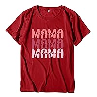 Mother's Day T-Shirt Mom Life Shirts for Women Life is Better with My Boys Tee Make Mother Day Great Again Tball Mom Printed T Shirts for Women Print Shirt Mom T Shirts for Red S