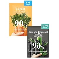BRING GREEN CARROT + BAMBOO CHARCOAL 90% Fresh Mask (10 Count each) Bundle