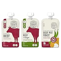 Serenity Kids Baby Got Beef Bundle | 6 Each of Grass Fed Beef, Beef & Ginger and Beef Pot Roast Pouches (18 Count)