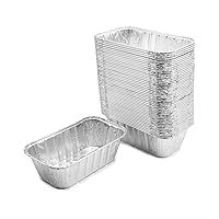 Party Essentials Alumimun Foil Containers, Disposable Cookware, Takeout TO GO Trays for Catering, Baking, Roasting Food, 1 LB Loaf Pans Only, 50-Count