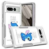 Phone Case for Google Pixel 7 Pro, Ohana Means Family Pattern Shock-Absorption Hard PC and Inner Silicone Hybrid Dual Layer Armor Defender Case for Google Pixel 7 Pro