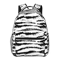 Black White Tiger Print Large Backpack For Men Women Personalized Laptop Tablet Travel Daypacks Shoulder Bag