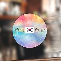 100PCS Flag of South Korea Round Stickers South Korea Heartbeat Lifeline Vinyl Round Stickers Label Travel Souvenir Stickers for Envelopes Box and Gift Packaging 2inch