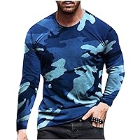 Going Out Shirts for Men Long Sleeve Gradient Round Neck Tee Tops Pullover Tie Dye Active Vacation T-Shirt Tunic Cloth