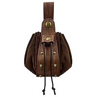 Medieval PU Leather Belt Pouch Vintage Waist Bag Portable Drawstring Bag Coin Purse Cosplay & Halloween Party Accessory Medieval Pu Leather Drawstring Bag
