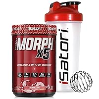 Morph Xtreme Intense Pre Workout - Bombsicle (20 Servings) Classic Blender Bottle (Clear Bottle with Red Top)
