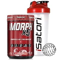 iSatori Morph Xtreme Intense Pre Workout - Bombsicle (20 Servings) Classic Blender Bottle (Clear Bottle with Red Top)