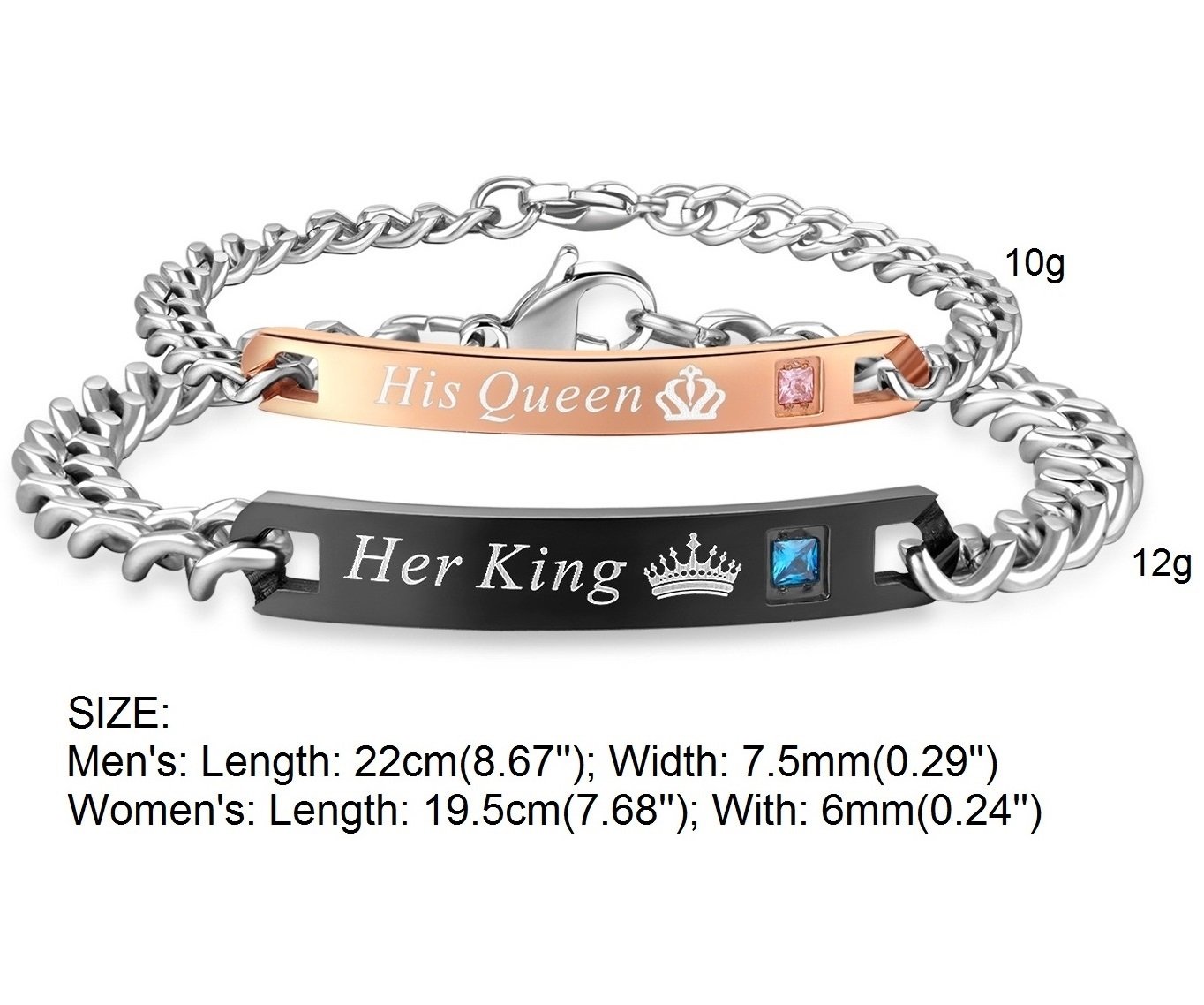 His Queen Her King His & Hers Matching Set Couple Bracelet in a Gift Box