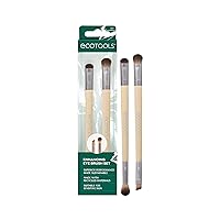 Eye Enhancing Duo Makeup Brush Kit, For Eyeshadow, Use to Define, Blend, Smudge, & Shade Eyes, Synthetic Bristles, Eco-Friendly Makeup Brushes, Cruelty-Free & Vegan, 2 Piece Set Green