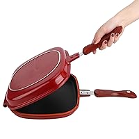 Double Side Grilled Pan, Non‑Stick Aluminium Double Grill Pan Sandwich And Panini Maker Fry Pan for Barbecue, Chicken and Fish