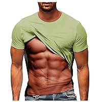 3D Fake Abs Printed T Shirts for Men Funny Graphic Tees Casual Short Sleeve Crewneck Summer Tops Slim Muscle Tees