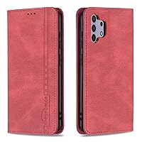XYX Wallet Case for Samsung A32 4G, [RFID Blocking] PU Leather Case Flip Folio Cover with Hidden Magnetic Closure for Galaxy A32 4G, Red