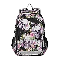 ALAZA Skulls Flowers Birds Butterfly Laptop Backpack Purse for Women Men Travel Bag Casual Daypack with Compartment & Multiple Pockets