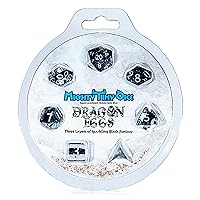 Mighty Tiny Dice: Dragon Eggs - 7 pc - RPG Dice Set, 3-Layer Neutron Style, Clear-Silver Glitter-Black, 12mm Resin Dice
