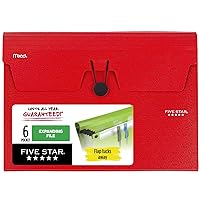 Five Star 6 Pocket Expanding File Organizer, Plastic Expandable File Folders with Pockets and Tab Inserts, Holds 11