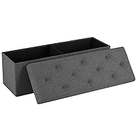 DUMOS 43in Foldable Storage Ottoman, Storage Chest for Bedroom End of Bed, Large Ottoman Bench Foot Rest Stool with Padded Seat for Entryway Living Room, Support 660lbs 154L-Linen Cloth Grey