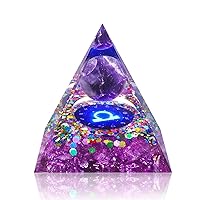 AMill 12 Zodiac Orgone Crystal Pyramid, Natural Amethyst Crystal Ball for Libra Zodiac, Unique Constellation Healing Pyramid - Positive Energy Generator for Healing Money Health