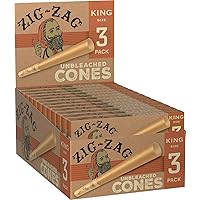Zig-Zag Pre Rolled Cones - Unbleached King Size 110mm - with Tips (24 Pack Carton with 3 cones per Pack))