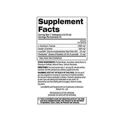 Top Secret Nutrition Fireball L-Carnitine Liquid w/Paradoxine, Cherry, 16 Ounce