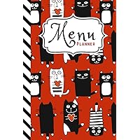 Menu Planner: Red White Black Cat Pattern / 6x9 Weekly Meal Planning Notebook / With Grocery List Organizer / Track - Plan Breakfast Lunch Dinner ... of Blank Templates / Gift for Meal Prepping
