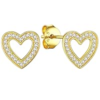 Suplight 925 Sterling Silver Stud Earrings for Women, Moon Star/Heart Shaped/Lightning Flas/Bar Stud Earrings with Cubic Zirconia Jewelry for Women Girls Men (with Gift Box)