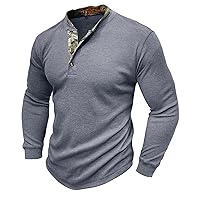 Mens 1/4 Button T Shirt Long Sleeve Lapel Sports Shirts for Men Stretch Slim Fit Basic Tops Spring Solid Color Tees