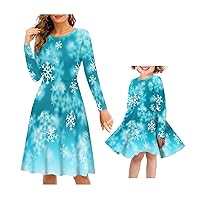 Mommy and Me Dresses Matching Dresses Family Photo Outfits Girls Maxi Dress for Fall Winter Women's Casual Dresses