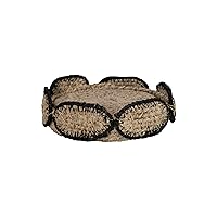 Creative Co-Op Boho 2-Tone Woven Seagrass Basket Holder, Natural and Black, Set of 4 Coaster