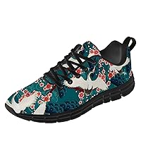 Crane Shoes for Women Men Running Walking Tennis Breathable Lightweight Sneakers Cherry Blossom Shoes Gifts for Men Women